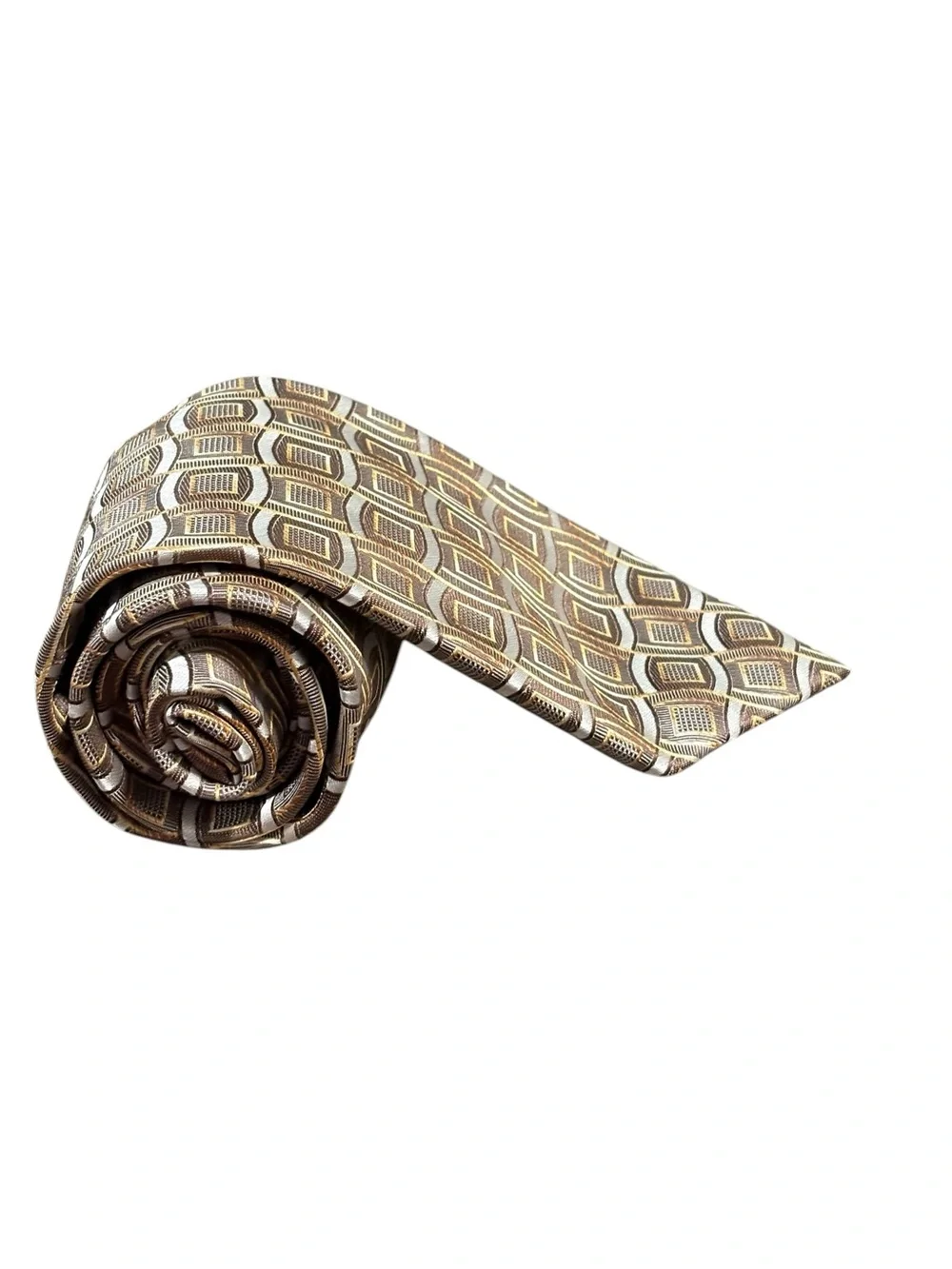 Giorgio Brutini Geometric Brown & Gold Necktie
